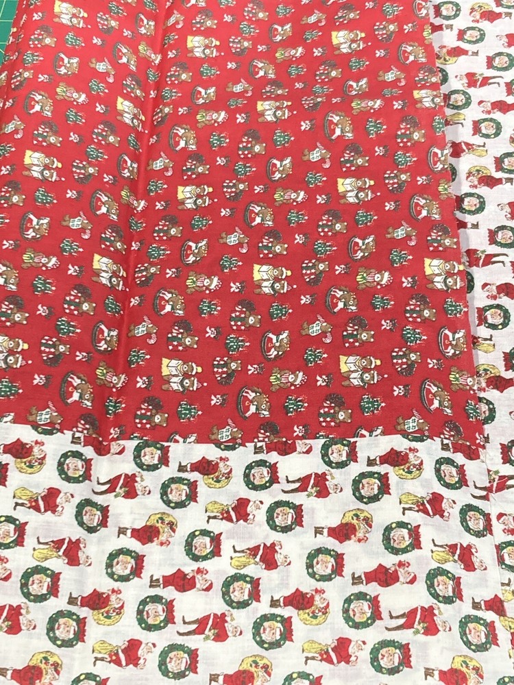 Cotton Fabric Borders for Quilts Christmas Theme 30″ & Santa 15.5″ Bears 1.75Y