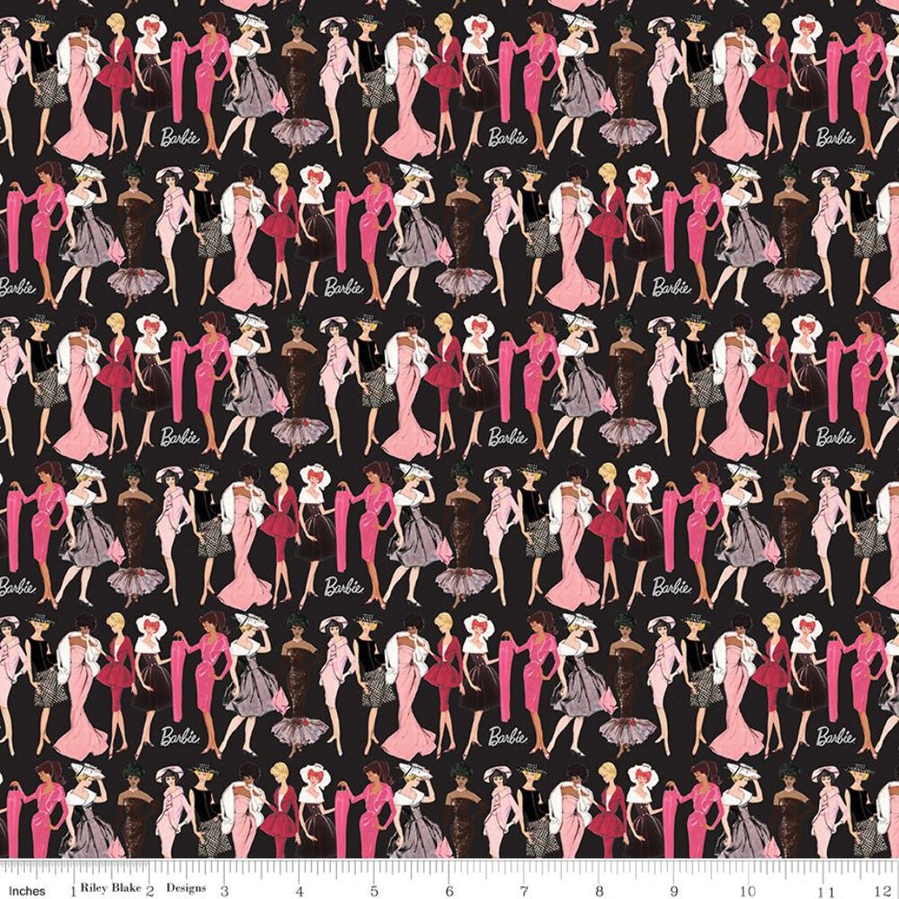 Barbie™ Vintage Fashion Black Riley Blake Fabric by the Yard
