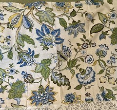 2pc Blue Floral Textured Upholstery Fabric 54”x36”Wide w/ONE Selvage+12”x29”