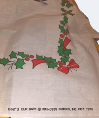 Unfinished Vintage Christmas Baby Blanket Panel Woodland Animals Tree Print 48″x