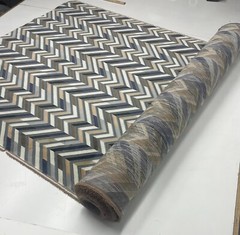 BRENTANO PANDORA SPHINX CHEVRON VELVET GRAY BEIGE UPHOLSTERY FABRIC BY YARD 50″W