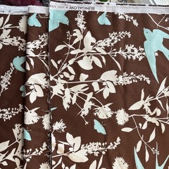 4Yards Fabric Joel Dewberry BUNGALOW SATEEN SWALLOW STUDY / CHOCOLATE #SAJD-022