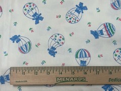 1 Yd Vintage White Corduroy Fabric Bear Balloon Blue Polka Dot Star 57W Juvenile