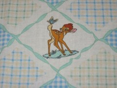 Vintage Bambi Disney Thumper Springs Industries Sz 15″x 21 1/2 ” Lt Blue & Green