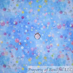 BonEful Fabric FQ Cotton Quilt Blue Tonal Rainbow Bubble Water Calico Blender US