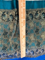 Silk Sari Blue Green Fabric Finished 92 x 44 Brocade