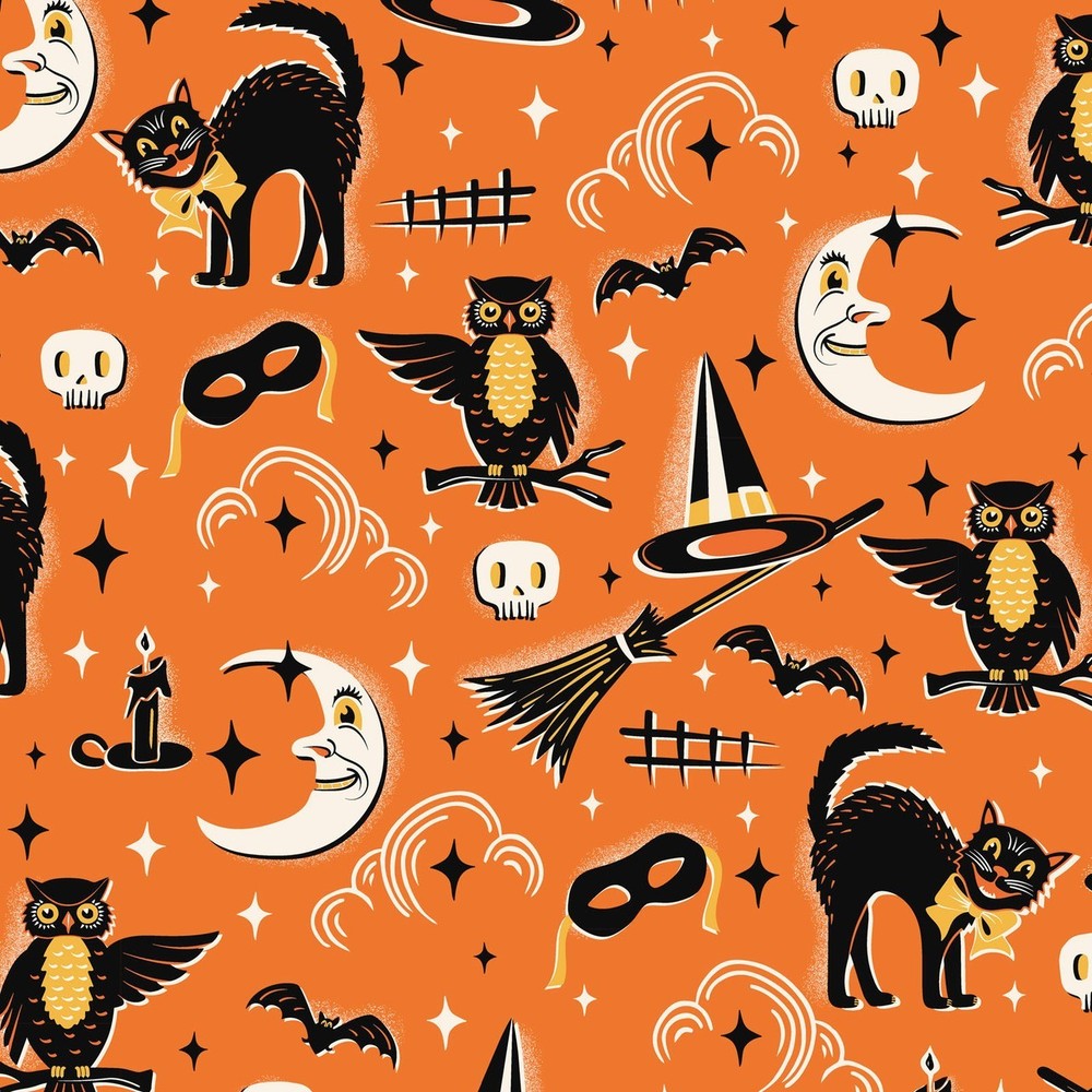 Midnight Masquerade Vintage Halloween Allover by P&B Textiles ~ By The Yard
