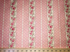 Pink Roses Floral Vintage Look Shabby Chic Apparel Quilting Cotton Fabric t1/1