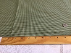 Tiny Checked Fabric Green Tan Cotton 60×44” Quilting Sewing Crafts