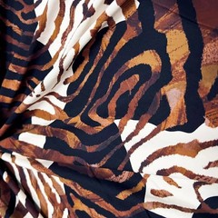 Animal Print Zebra Brown Spandex Fabric Stretch 60″wide by the Yard for Swimwear