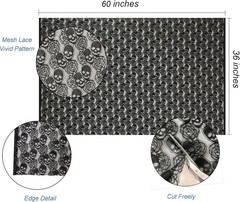 Black Skull Lace Fabric 1 Yard 60×36 Inches Non-Stretch Crafting Material NEW