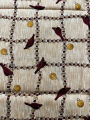 DEBBIE MUMM Christmas Cardinals Cream/Gold Mumm’s The Word Fabric cotton 1 yard