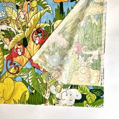 House N Home MCM 1950s Colorful Jungle Animal Print Fabric Curtain 88” X 56”