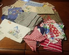 Quilting Fabric Scraps, Cotton, Some Feedsack, Assorted Quilting Fabric Lot