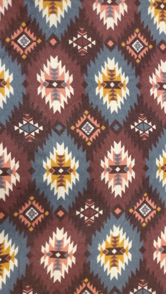 Southwestern Multicolor Fabric Flannel Material Aztec Arizona 11.5ftx3.4ft