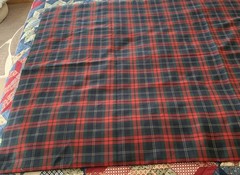 Plaid Tartan Evergreen Navy Blue Red Fabric One Yard Plus Medium Weight New