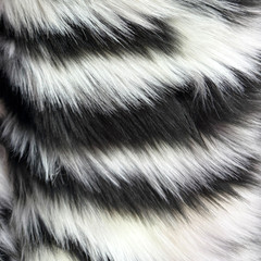 Faux Fur Fabric – Black & White Striped (#FF01) – By the Yard