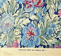 VTG Peter Pan Fabric Cotton Blue Navy Pink Mauve Green Floral Print