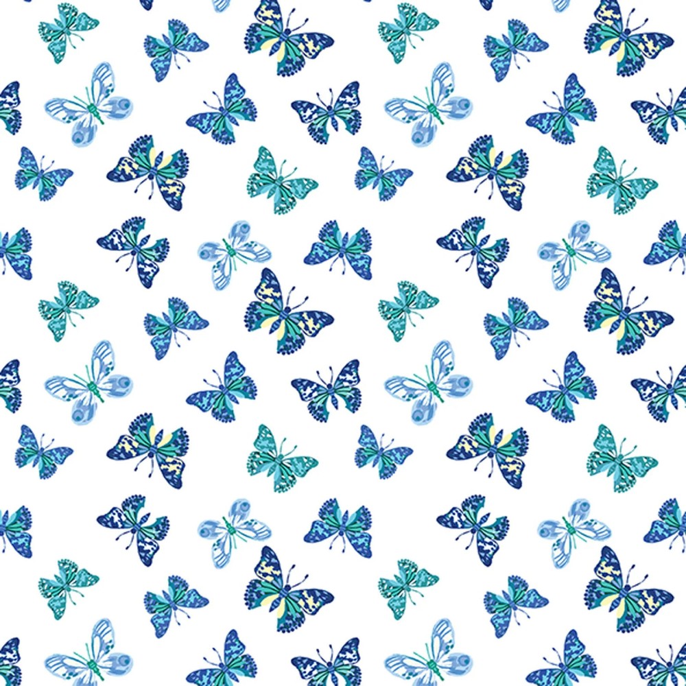 BENARTEX – Capri by Kanvas Studio – Capri Butterfiles – White ,1/4 yard