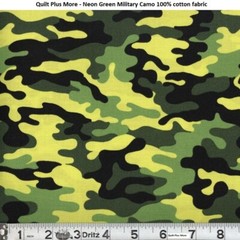 Military Style Neon Green Camouflage 100% Cotton Fabric sold by the 1/4 yard