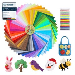 50 PCS Felt Sheets Crafts Thread 4×4 Inch Fabric Assorted Colors 1mm Stiff