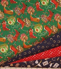 Christmas Cowboy Boots Fabric BAXTER MILL Quilters Cotton HALF YARD BTHY