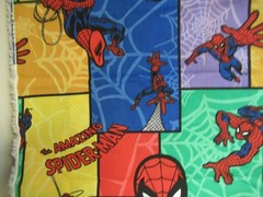 Marvel Spiderman # 9881 COLORFUL Cotton Fabric VTG 2004 SZ 35″X46 NEW