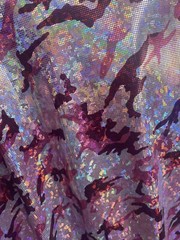 Purple camouflage Broken Glass Spandex Metallic foil Fabric by the yard