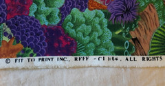 3 YD Vintage Cotton Fabric Psychedelic Groovy Tropical Reef Bright Colorful