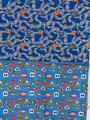 Route 66 Road Map & Travel Signs Cotton Fabric 2 pcs @ 1/2 yd each