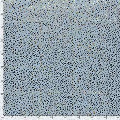 1M X 1.48M Jeans Fabric Foil Print Light Blue Leopard Pattern Gold