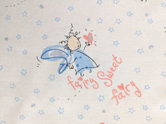 BTHY x 65″ Cotton Fabric FAIRY SWEET FAIRY Make A Wish Blue/Pink on White Fabric