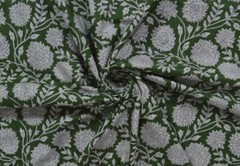 5 Yard Hand Block Floral Print Fabric Natural Handmade Cotton Indian Sanganeri