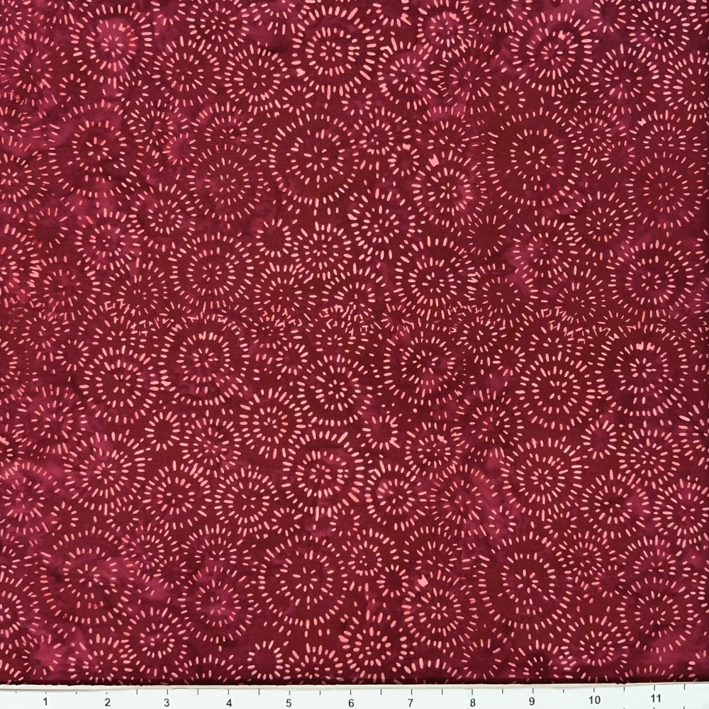 1 Yard Cut of Lunn Fabric Popping Batik 100% Cotton 4838 Wine Red Maroon Ruby