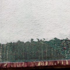 Cream Teal Burgundy 56″ x 38″ Handwoven Fabric Remnant 1 Yard Good Condition