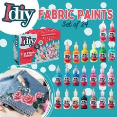 Fabric Paint Set with Glitter Metallic Neon and Glow-in-the-Dark Colors