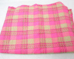 Vintage Pink Plaid Fabric 56in x 2yards Fashion Polyester? 1970s 1960s Apparel