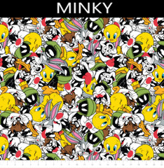 Warner Bros. Looney Tunes Party Minky Chamois 58″ Fabric by the Yard
