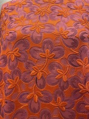 Silk Cotton Blend Embroidered Batiste Vibrant Orange Purple 3 Yds 34″ Long 56″W