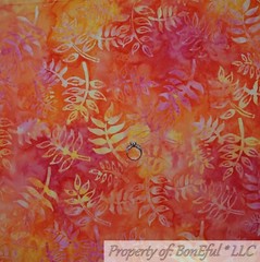 BonEful Fabric FQ Cotton Quilt Red Pink Orange Yellow Tone BATIK Pattern Print S