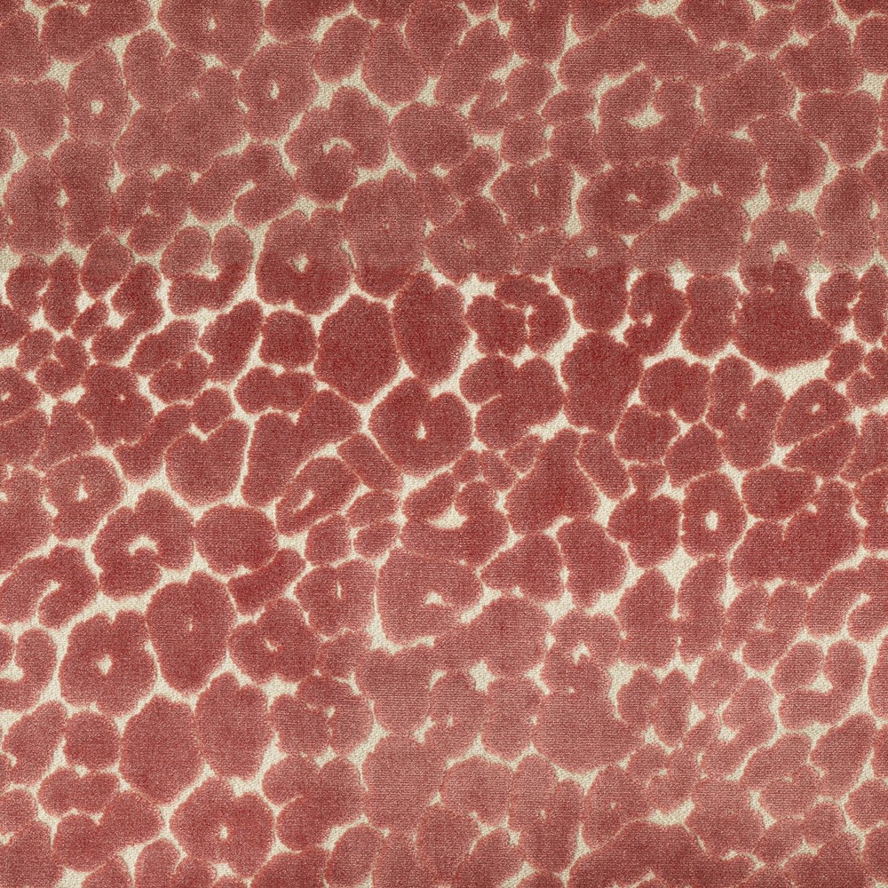 RM Coco Animal Skin Leopard Cut Velvet Uphol Fabric- Roar / Flamingo 5.75 yds