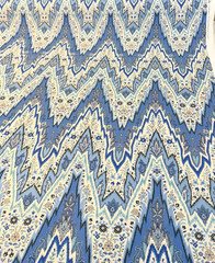 Williamsburg Bray Flamestitch Indigo Blue Drapery Upholstery Fabric By the Yard