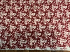 Vtg Fabric Toile de Jouy-Red and Beige Repeating Pattern 41in X 44in