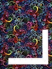 Rainbow Scrolls Fabric Mulcolor Swirls on Black Cotton Hi Fashion By Yard