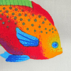 VTG VIP Cranston Tropical Aquarium Fish Bright On White Cotton Fabric 2 YD x 45″