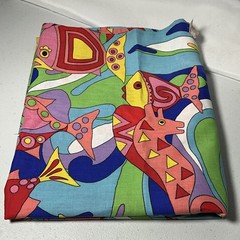 Vintage Winn’s Abstract Under The Sea Fish Seahorse Cotton Fabric 36″ x 44″ 1