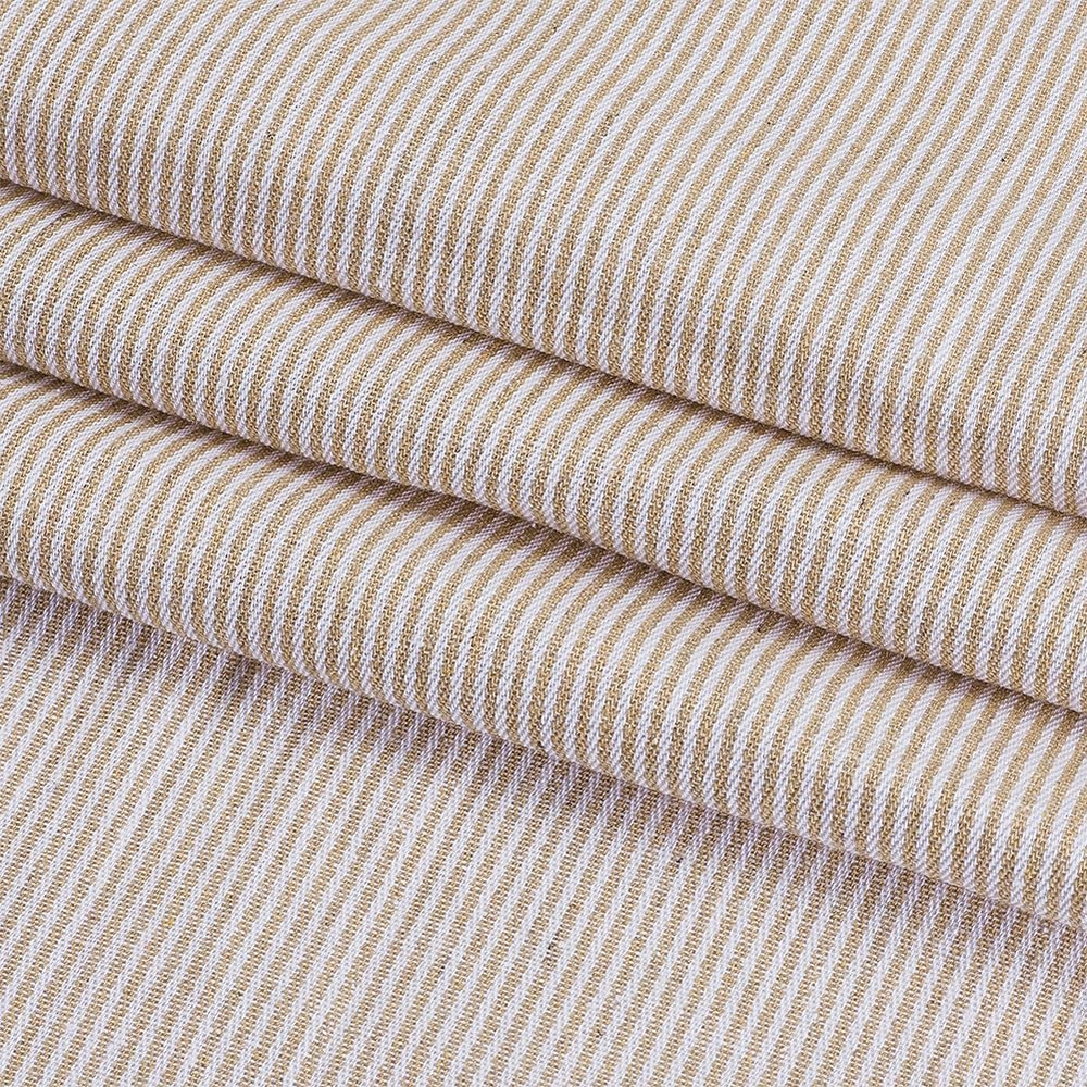 2 Yards Woven Ticking Striped Fabric, 72 X 60 Inch Beige Line Pattern Soft Table