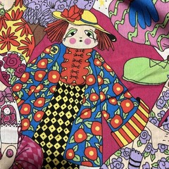 RARE! VTG Elinor Peace Bailey Print fabric Unique Dolls Clowns Ladies