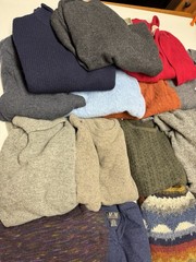 100% Wool Fabric Craft Material Up-Cycling Sweater Lot 17 Pounds 19 Pieces