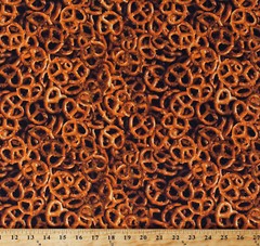 Cotton Pretzels Twists Salty Snacks Food Cotton Fabric Print by the Yard D583.53